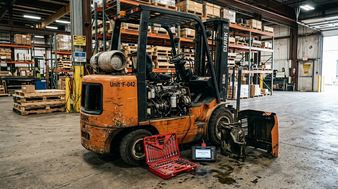 Fabrika ve depo zemininde yerinde forklift arıza tespiti ve takım çantası